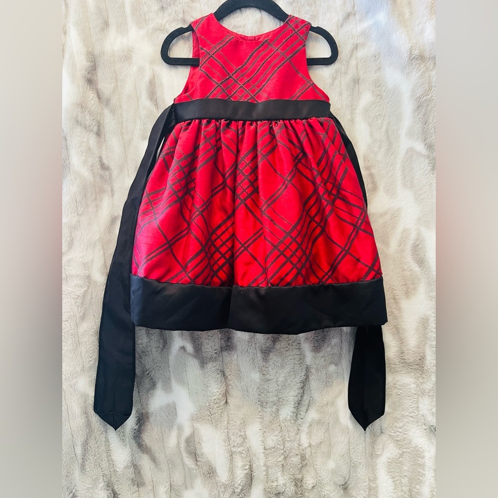 Elegant Red and Black Kids Casual Dress